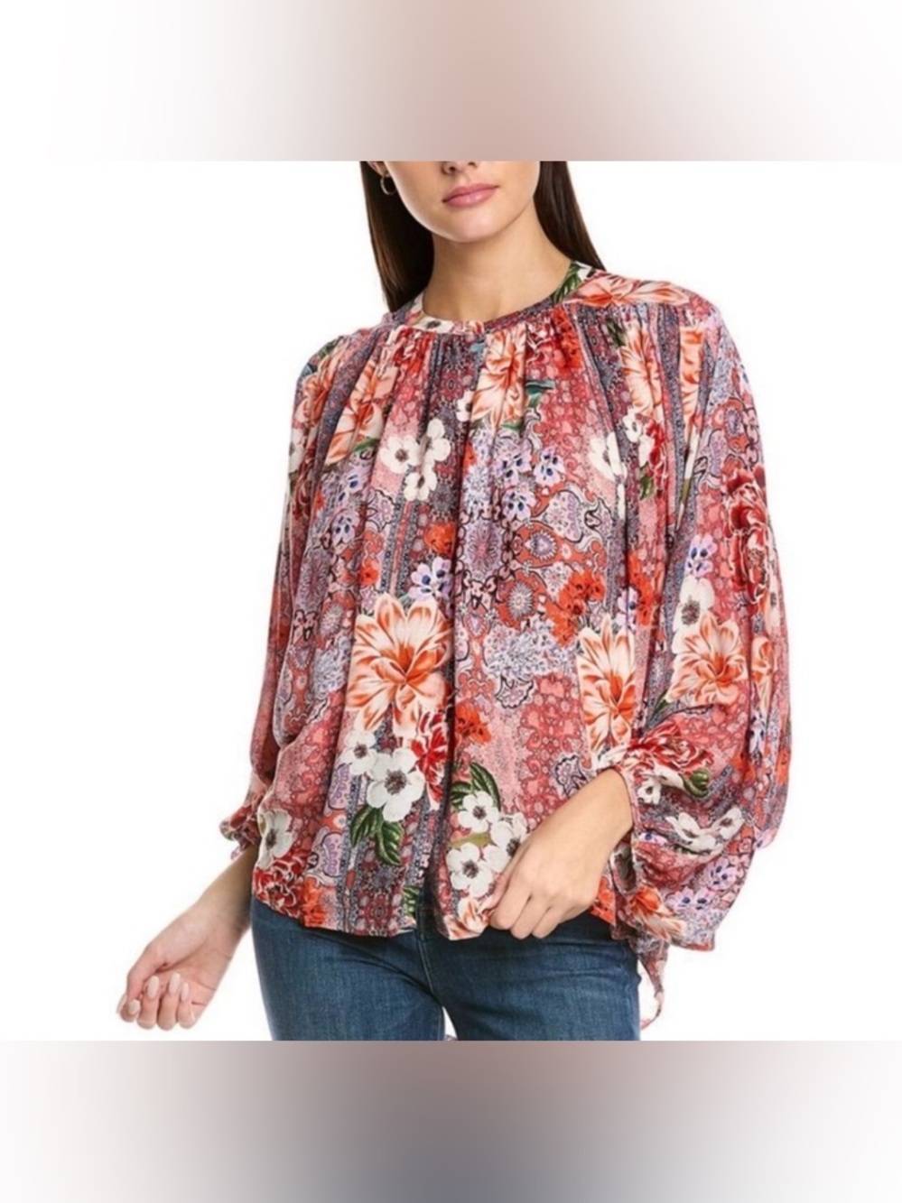 Johnny Was Jade Ingrid butterfly wing sleeve festival boho blouse silk Gypsy Top